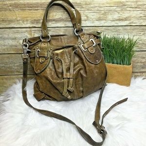 Renato Minelli Distressed Olive Green Leather Bag